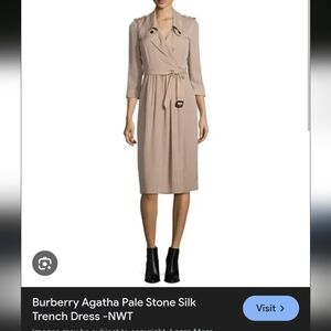 Sixe 8 Burberry Silk Agatha Dress In Pale Stone Silk